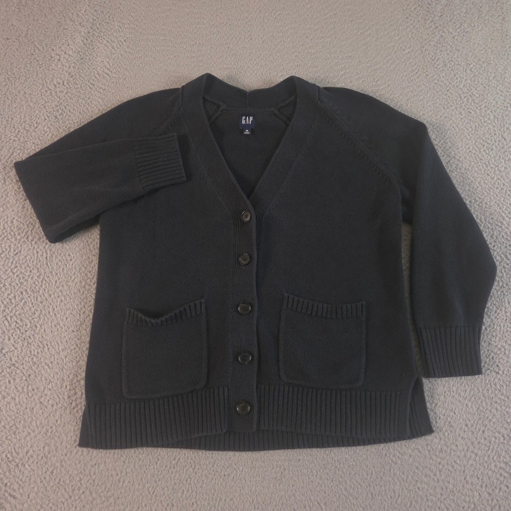 Gap Sweater Womens Medium Boyfriend Pocket Cardigan 100% Cotton V-Neck Knit